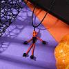 Halloween Theme Skeleton Glass Seed Beaded & Natural Black Onyx(Dyed & Heated) & Skull Dyed Synthetic Turquoise Pendant Necklaces NJEW-MZ00117-3