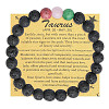 Round Natural Lava Rock Beaded Elastic Bracelets IS1463-10-1