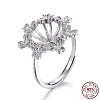 Anti-Tarnish Adjustable Rhodium Plated 925 Sterling Silver Finger Ring Components X-STER-F048-01P-1