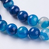 Round Dyed Natural Striped Agate/Banded Agate Beads Strands G-G582-8mm-10-3