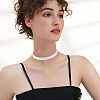Brass Micro Pave Clear Cubic Zirconia Snowflake Pendant Single Face White Velvet Ribbon & Brass Chain Double Layered Choker Necklaces NJEW-TAC0037-8