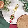 Christmas Wreath Glass Seed Pendant Decorations with Bell HJEW-MZ00077-02-2