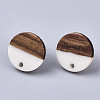 Resin & Walnut Wood Stud Earring Findings X-MAK-N032-003A-B02-2