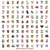 100Pcs Happy Animal Theme PVC Self-Adhesive Stickers PW-WG2A97C-01-3