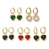 Valentine's Day Heart Brass & Glass Hoop Earrings EJEW-Z164-23G-2