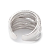 Clear Cubic Zirconia Flower Open Cuff Ring RJEW-C056-10P-3