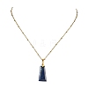 Natural Lapis Lazuli Faceted Trapezoid Pendant 304 Stainless Steel Satellite Chain Necklaces NJEW-JN06071-01-2