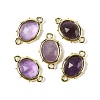 Natural Amethyst Faceted Oval Connector Charms G-I382-04G-05-1