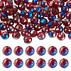 80Pcs Half Rainbow Plated Glass Beads EGLA-TA0013-04B-2
