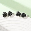 Valentine's Day Heart Natural Obsidian Stud Earrings EJEW-T053-01P-10-2