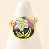 Brass Enamel Cuff Rings RJEW-K291-01G-01-3