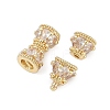 Brass Micro Pave Clear Cubic Zirconia Screw Clasps KK-H202-02A-G-2