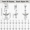 20Pcs Number Acrylic Beaded Pendant Locking Stitch Markers with Alloy Angel HJEW-SC00043-2