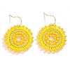 Bohemian Flat Round Iron Glass Seed Beads Dangle Earrings FS-WG46224-04-1