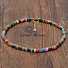 Natural & Synthetic Mixed Gemstone Disc Heishi Beaded Necklaces for Women IG0638-1-1