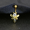 Bees 316L Surgical Stainless Steel Pave Clear Cubic Zirconia Black Enamel Curved Barbell Belly Rings FS-WG23C2E-02-2