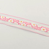 Single Face Flower Printed Polyester Grosgrain Organza Ribbons ORIB-S039-38mm-06-1