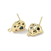 Brass Micro Pave Cubic Zirconia Stud Earring Findings KK-U075-01B-02G-2