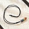 Chakra Double Terminal Pointed Bullet Shaped Stone Pendant Necklaces NJEW-Z060-01-3