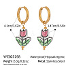 Stainless Steel Ceramic Hoop Earrings AZ9482-8-1