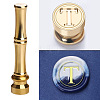 Golden Tone Brass Wax Seal Stamp Head with Bamboo Stick Shaped Handle LS-STAM-K001-05G-T-1