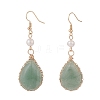 Natural Gemstone Teardrop Dangle Earrings with Natural Pearl EJEW-JE04850-4