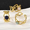 316 Stainless Steel with Natural Mixed Gemstone Cuff Rings RJEW-Z098-01G-01-2