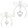 2Pcs 2 Styles Heart & Bowknot Acrylic Imitation Pearls Pendant Decorations HJEW-BBC0001-04-1