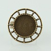 Vintage Adjustable Iron Finger Ring Components Alloy Cabochon Bezel Settings PALLOY-O039-22AB-NF-2