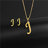 Golden Stainless Steel Initial Letter Jewelry Set IT6493-25-1