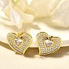 Rack Plating Brass Micro Pave Clear Cubic Zirconia Stud Earrings for Women EJEW-C125-04G-1