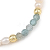 Natural Apatite & Quartz Crystal & Cultured Freshwater Pearl Beaded Bracelets for Women BJEW-JB13713-3