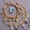Natural Amethyst Chips & Metal Sun Moon Suncatchers HJEW-F027-12-3