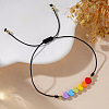 Gemstone Rainbow Heart Beaded Black Cord Adjustable Bracelet for Women YA9246-2-3