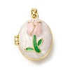 Brass Enamel Locket Pendants KK-F912-05C-G-2