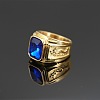 304 Stainless Steel with Cubic Zirconia Dragon Pattern Finger Rings for Men FS-WGD623F-21-1