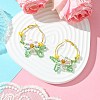 Woven Glass Flower Huggie Hoop Earring EJEW-MZ00235-05-2