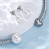 Round Plastic Imitation Pearl Stud Earrings & Rhinestone Cuff Choker Necklaces Sets SJEW-U003-11P-3