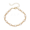 Natural Cultured Freshwater Pearl & Brass Beaded Bracelets for Women BJEW-JB13015-01-2