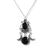 Gothic Triple Moon Goddess Glass Pendant Necklace PW-WGDB247-03-1