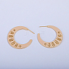 Stylish Large C-shaped Brass Stud Earrings SE2754-3