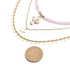 3Pcs 3 Style Natural Rose Quartz Cross & Star Pendant Necklaces Set with Brass Chains NJEW-JN04032-3