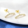Clear Cubic Zirconia Curved Bar Stud Earrings EJEW-C023-07G-4