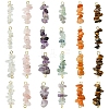 24Pcs 12 Styles Natural Quartz Crystal & Rose Quartz & Tiger Eye & Amethyst & Fluorite & Red Aventurine Pendants & Links Connector Charms PALLOY-YW00048-1