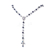 Handmade Blue and White Porcelain and Dyed Natural Lapis Lazuli Round Rosary Bead Necklaces NJEW-JN05750-2