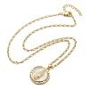 Flat Round with Virgin Mary Brass Micro Pave Cubic Zirconia Pendant Necklaces NJEW-S385-03A-G-3