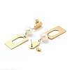 Rectangle with Acrylic Pearl Long Dangle Stud Earrings with 316 Stainless Steel Pins EJEW-F285-17G-2