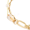 Brass Link Chain & 304 Stainless Steel Textured Dapped Chains Bracelets for Women BJEW-JB12481-02-3