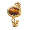 Oval Natural Tiger Eye Finger Rings RJEW-Q822-29G-03-1