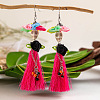 Halloween Alloy & Cloth & Glass & Cotton Cord Tassel Dangle Earrings FS-WGA02EE-08-1
